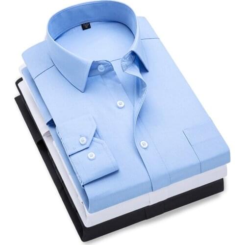 Mens New Business Suits Solid Color Shirts Classic Fashion Lapel Design Casual Office Social Tie Work Clothes Quality Shirt 5XL