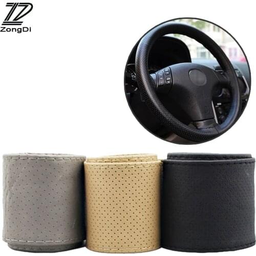 1Pc Car steering wheel cover Genuine Leather Hand stitching for Peugeot 307 308 207 407 Nissan Juke X-Trail Hyundai I30 Ix35