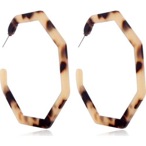 Euramerican Cross Border Hot Style Polygonal Hawksbill Acrylic Large Edition Earrings Female Acetate Plate Personality Leopard p