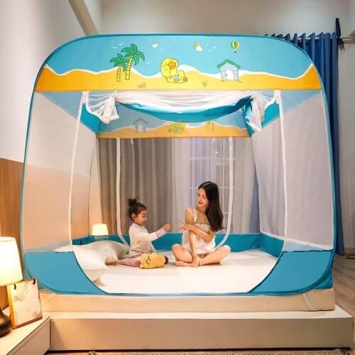 Foldable Mosquito Net Zipper Installation-free Three-door Household Encryption Thickening Mosquito Repellent Bedroom Canopy