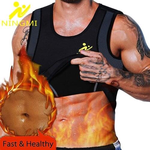 NINGMI Weight Loss Sports Top Shapewear Men Neoprene Sauna Vest Gym Shirts Body Shaper Slimming Waist Trainer Fitness Tight Tank