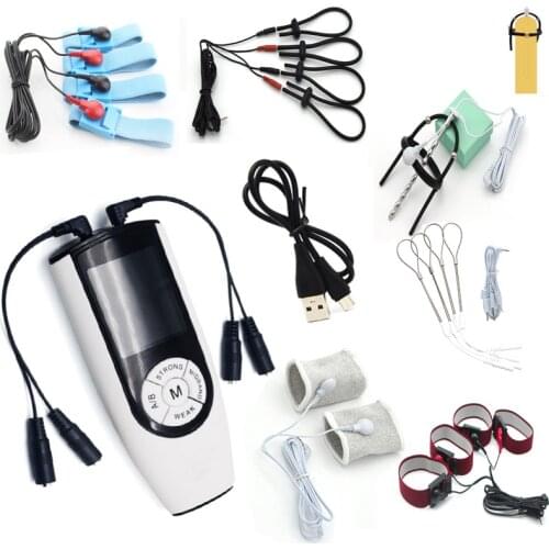 USB Charging Dual Output Host,Electric Shock Penis Ring Electro Stimulate Penis Plug Cock Ring Electro Sex Toys Male Masturbator