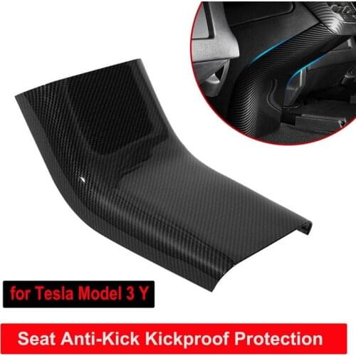 Model3 Kickproof Protection Cover For Tesla Model 3 Interior Armrests Box Rear Seat Anti-Kick Matte Carbon Fiber Car Accessories