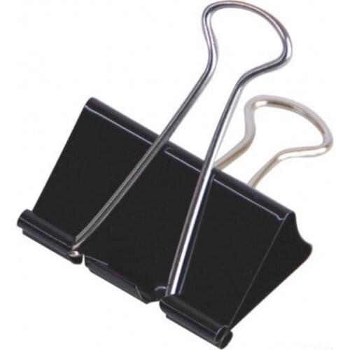 12pcs/box 19/25/32/41mm Binder Paper Clips Black Metal Tickets Photos Binder Grips Document Paper Clamp Office Binding Supply