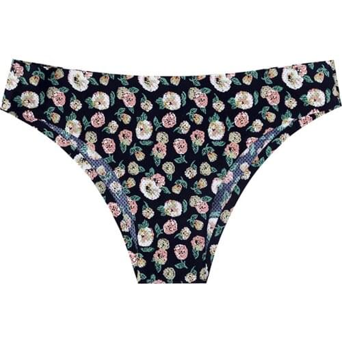 Ladies Thong Panties Ice Silk One-piece Breathable Printing Panties Seamless Sexy Panties Сексуальные Трусики #G2