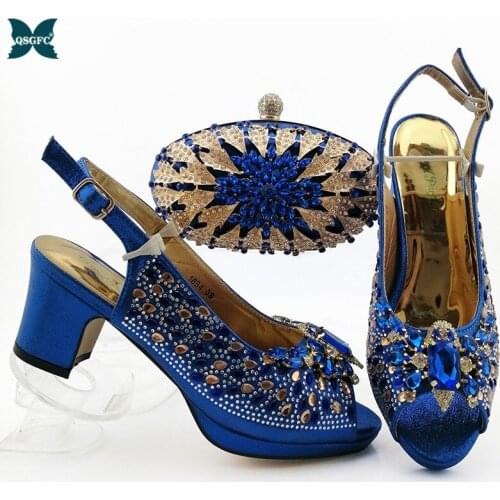 Italian Shoes with Matching Bags 2020 Shoes Woman High Heel Luxury Women Shoes Nigerian Women Wedding Shoes with Rhinestone