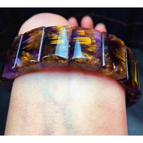 Genuine Natural Blue Hair Rutilated Quartz Ocean Heart Blue Enchantress Crystal Woman Bangle AAAAA Inner Diameter 57mm