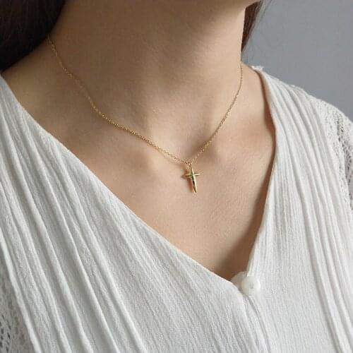 WTLTC Simple Hanging Small Cross Chokers Necklaces for Women 925 Sterling Sliver Chains Necklaces Boho Layered Choker Jewelry