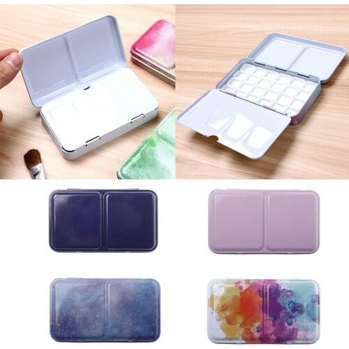 Watercolor Tin Box Iron Palette Divider Starry Oil Acrylic Empty Painting Paints Supplies Paint For Art Tray Half Pans Stor A4O4