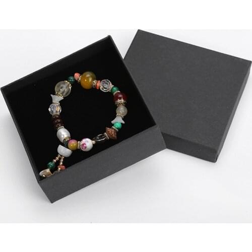 10Pcs Jewelry Boxes 9x9x3cm Kraft Paper Boxes Necklace/Bracelet/Earring Gift Packaging Favour Vintage Cases Storage Package