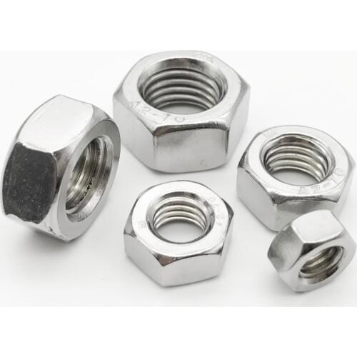 10 pcs A2 304 Stainless Steel Hex Hexagon Nut for M1 M1.2 M1.4 M1.6 M2 M2.5 M3 M4 M5 M6 M8 M10 M12 M16 M20 M24 Screw Bolt
