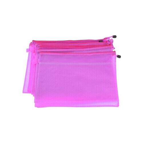 10 Pcs Two Compartments Zippered PVC A4 Paper File Folder Bags Light Purple