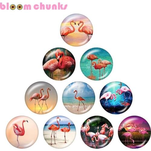 Flamingo LOVE 10pcs mixed 12mm/18mm/20mm/25mm Round photo glass cabochon demo flat back Making findings A5363