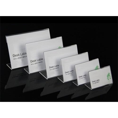 10pcs T1.5mm L Label Holder Acrylic Label Price Tag Card Display Frame Stand Table Desk Sign Holder