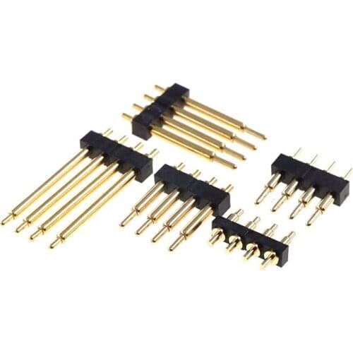 10 Pcs Spring-Loaded Pogo Pin Connector 4 Poles 2.54 MM Pitch 3.0 to 20.5 Height Single Row Through Holes PCB Solder Probe