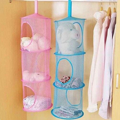 3 Shelf Hanging Storage Net Kids Toy Organizer Bag Bedroom Wall Door Closet