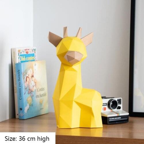 36CM 3D Paper Model Giraffe Cute Animal Papercraft DIY Stereo Origami Children Handmade Educational Toys Home Desktop Decoration