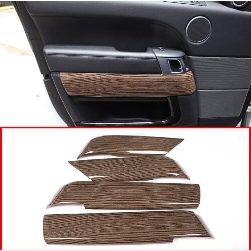 4pcs Sands Wood Grain ABS Plastic Inner Door Decoration Cover Trim For Landrover Range Rover Sport RR Sport 2014-2017