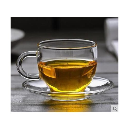 4pcs Heat-resistant Glass Coffee Cup with saucer Water Cup Teacup for home office bar teahouse tearoom coffee shop bar