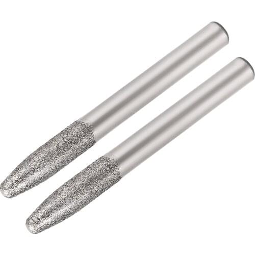Uxcell Diamond Burrs for Carving Rotary Tool 1/4-Inch Shank 6mm Pointed 150 Grit 2 Pcs Tapered 6mm