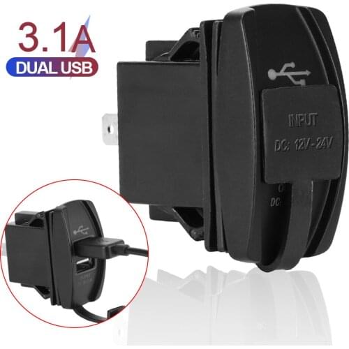 Car Charger Dustproof Phone Charger Waterproof 5V 3.1A LED Universal Dual USB Ports For Car RV Camper Caravans Auto Adapter