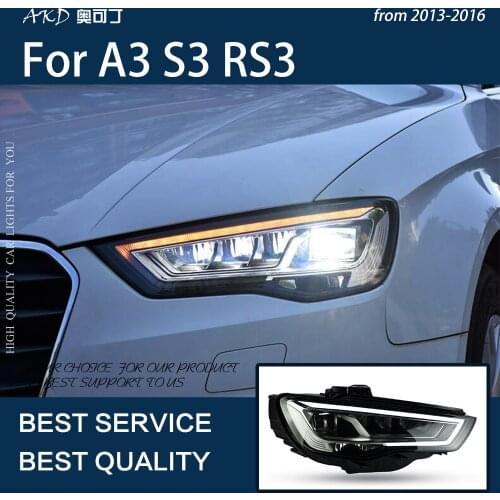 AKD Car Headlight for Audi A3 2013-2016 LED Headlight Projection Lens Dual Light Lamps Angel Eye Crystal Headlight Assembly