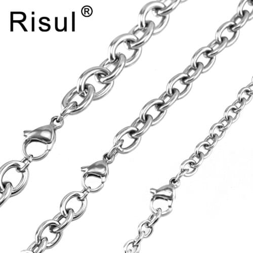Risul Men & Women 16"-29" large Rolo necklaces steel 4/6/8mm width popular chains stainless steel wholesale chain 10pcs
