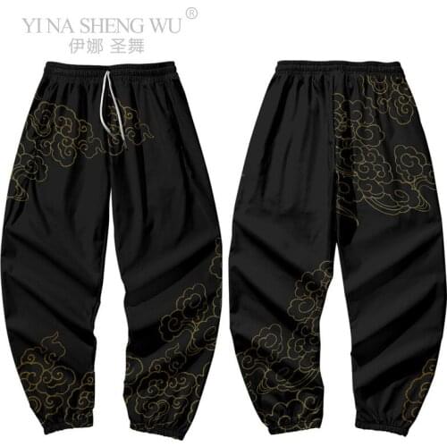 New Kimono Pants Japanese Casual Loose Samurai Print Trouser Japan Men Yukata Style Harajuku Fashion Traditional Asian Costume