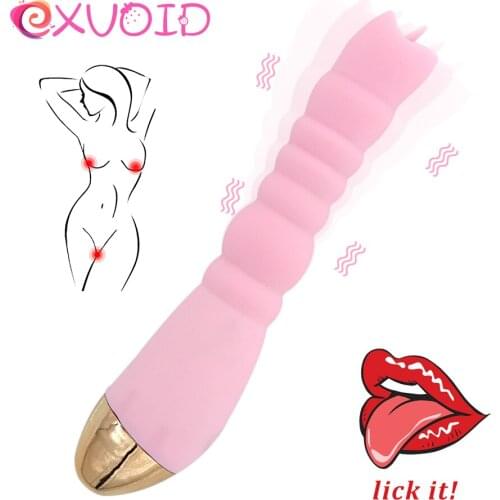 EXVOID Silicone Long Dildo Vibrator Oral Licking Tongue Vibrator Adult Product 12 Modes Vagina G Spot Massager Clit Stimulate