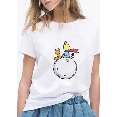 FIXSYS Streetwear Beautiful Retro Pretty Vestidos Cute Pop Harajuku Hip Hop T-shirt Little Prince Art Printing Female T-shirt