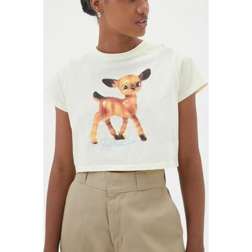 Fawn print tees T-Shirts for women short t-shirts funny animal printed tops