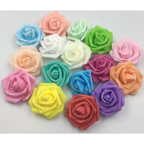 Hot Sale 100Pcs/Pack 6-7cm Handmade Rose Flower Simulation Foam PE Decorative Flower Head Garland Accessories Valentines Gift