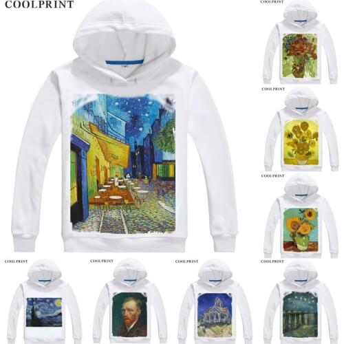Vincent van gogh Hoodies Hooded Anime Hoodie Oil Painting the starry night the church in auvers Sunflowers Cosplay Sweatshirts