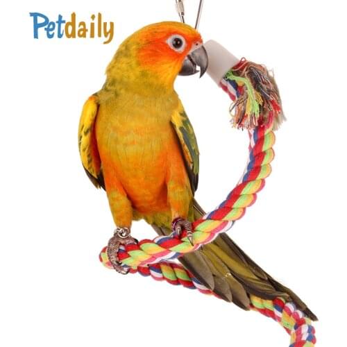 0.5-2M Bird Chewing Toy With Bell,Stainless Steel Silk Colorful Cotton Rope Parrot Climbing Ladder,Small Birds Perch Hanging Toy