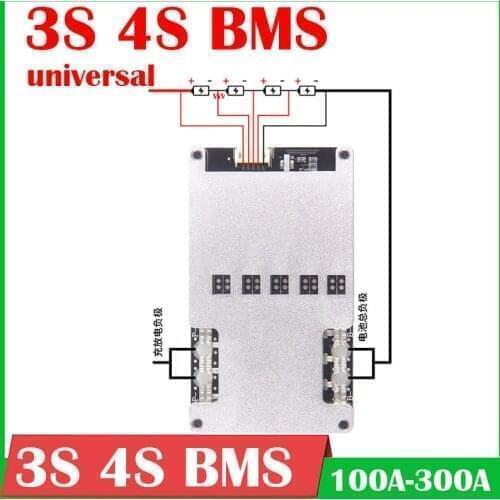 3S 4S 12.6V 16.8V 100A 200A 300A Li-ion LiFePo4 Lithium Battery Protection Board BMS High current 12V UPS Inverter 3.2V 3.7V