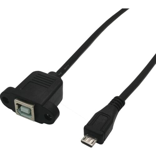 Micro USB 5pin Male to USB B Female Panel Mount Type Cable 30cm/50cm with Screws