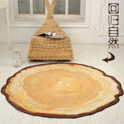 Hot Sale New Polyester Anti-slip Ball Round Carpet Computer Chair Pad tree Annual ring Living Room Mat Children Bedroom Rugs