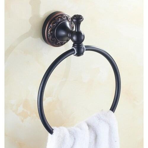 Oil Rubbed Brass Wall Mount Bathroom Hardware Accessories Round Towel Ring Hanger Holder Dba465