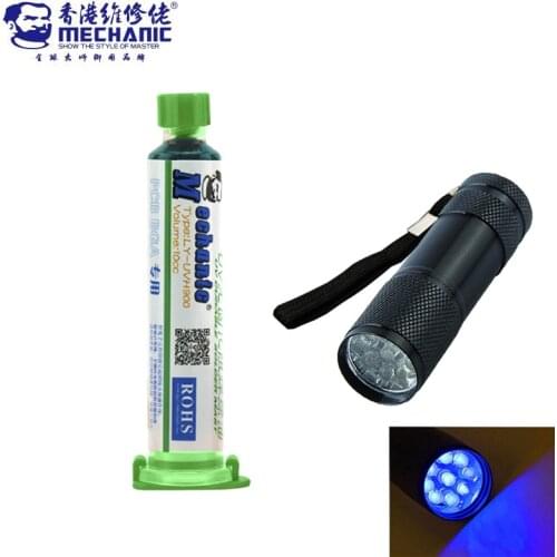 MECHANIC UV Solder Mask BGA PCB Paint Prevent Corrosive Arcing Soldering Paste Flux UV Photosensitive Inks +9led UV curing light