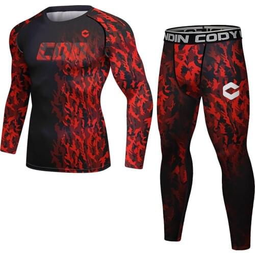 Men Running Sets Sport Compression t shirt Pants Suits Jogging Tracksuit Sets Male Gym Fitness Training Sportswear Tees Leggings