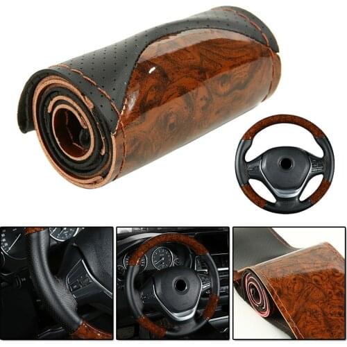 DIY Sewing Craft Car Truck Leather Steering Wheel Cover With Needles And Thread Anti-Slip For 37-38cm Round Steering Wheel