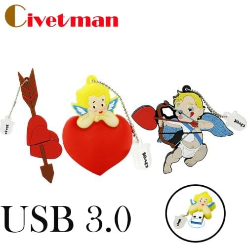 Civetman Original Pen Drive Cupids Cute USB 3.0 High Speed 256GB USB Flash Drives 128G Pendrives 64GB 32GB 16GB 8GB Memory Stick