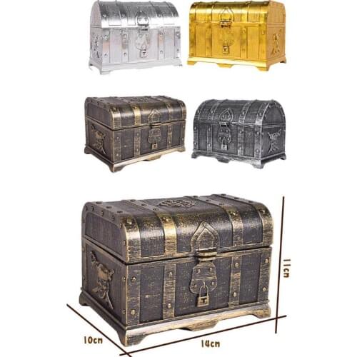 Pirate Treasure Chest Decorative Treasure Chest Keepsake Jewelry Box Plastic Toy Treasure Boxes Vintage Party Decor gifts
