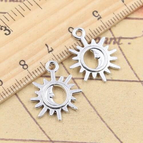20pcs Charms Sun Moon Sunshine 21x17mm Tibetan Silver Color Pendants Antique Jewelry Making DIY Handmade Craft