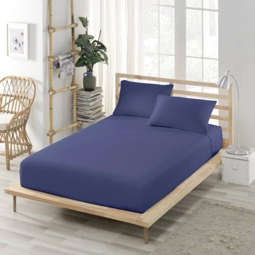 Fitted Bed Sheet Cotton Jersey King Size Double Twin Mattress Cover Soft Navy Blue