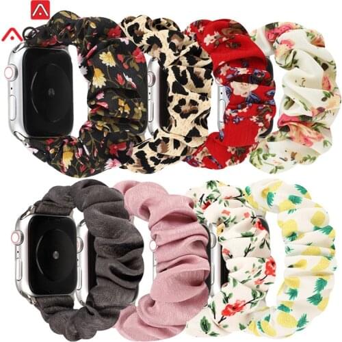 Elastic Band for Apple Watch iwatch 4 5 38mm 42mm 40mm 44mm Flower Polka Dots Women Girls Scrunchie Strap Bracelet Watchband