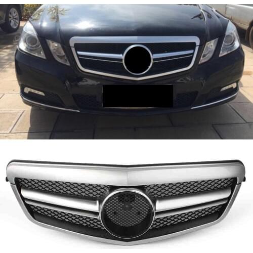 Car Front Grille Bumper Mesh Grill For Mercedes Benz E-Class W212 S212 2010 2011 2012 2013 Silver ABS Plastic with star emblem