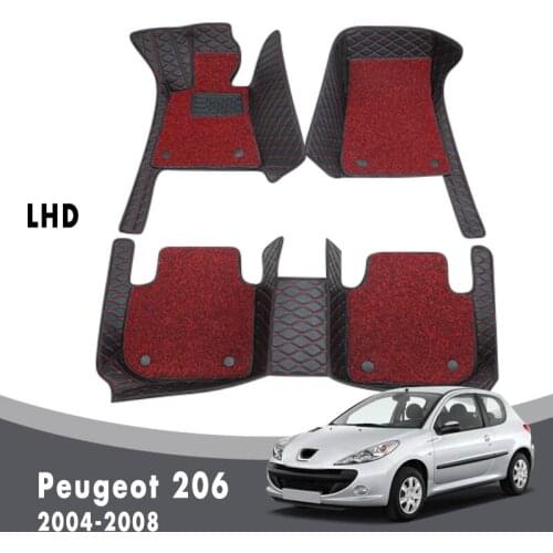 Luxury Double Layer Wire Loop Car Floor Mats Carpets For Peugeot 206 2008 2007 2006 2005 2004 Auto Accessories Styling Parts