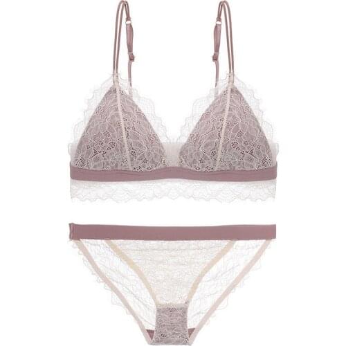 Sexy Womens Underwear French High Quality Eyelashes Lace Sexy Ultra-thin Soft Bra Underwear Girl Thin Bra Set
