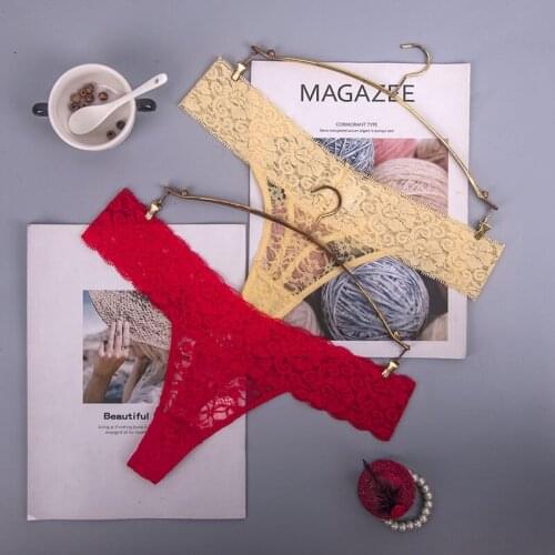 Low Waist Sexy Translucent Lace Print Thong Cozy Breathable Net Yarn Womens Underwear Solid Color Plus Size Female Panties A63